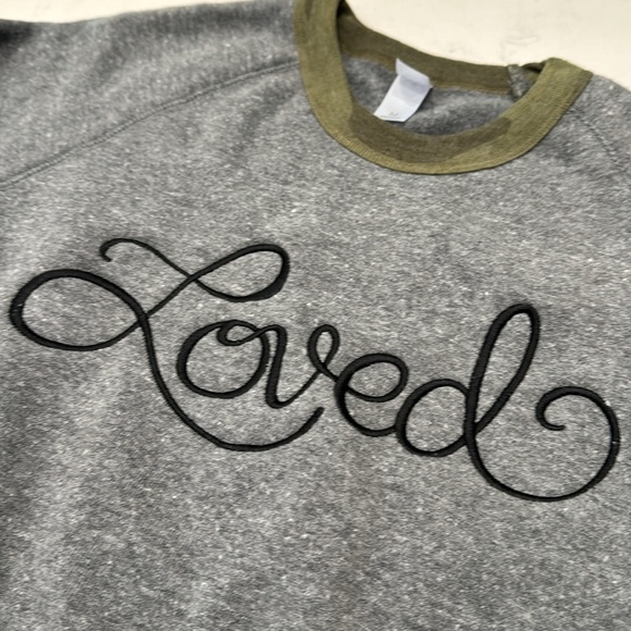Alternative Apparel Embroidered LOVED sweatshirt. - Picture 6 of 7